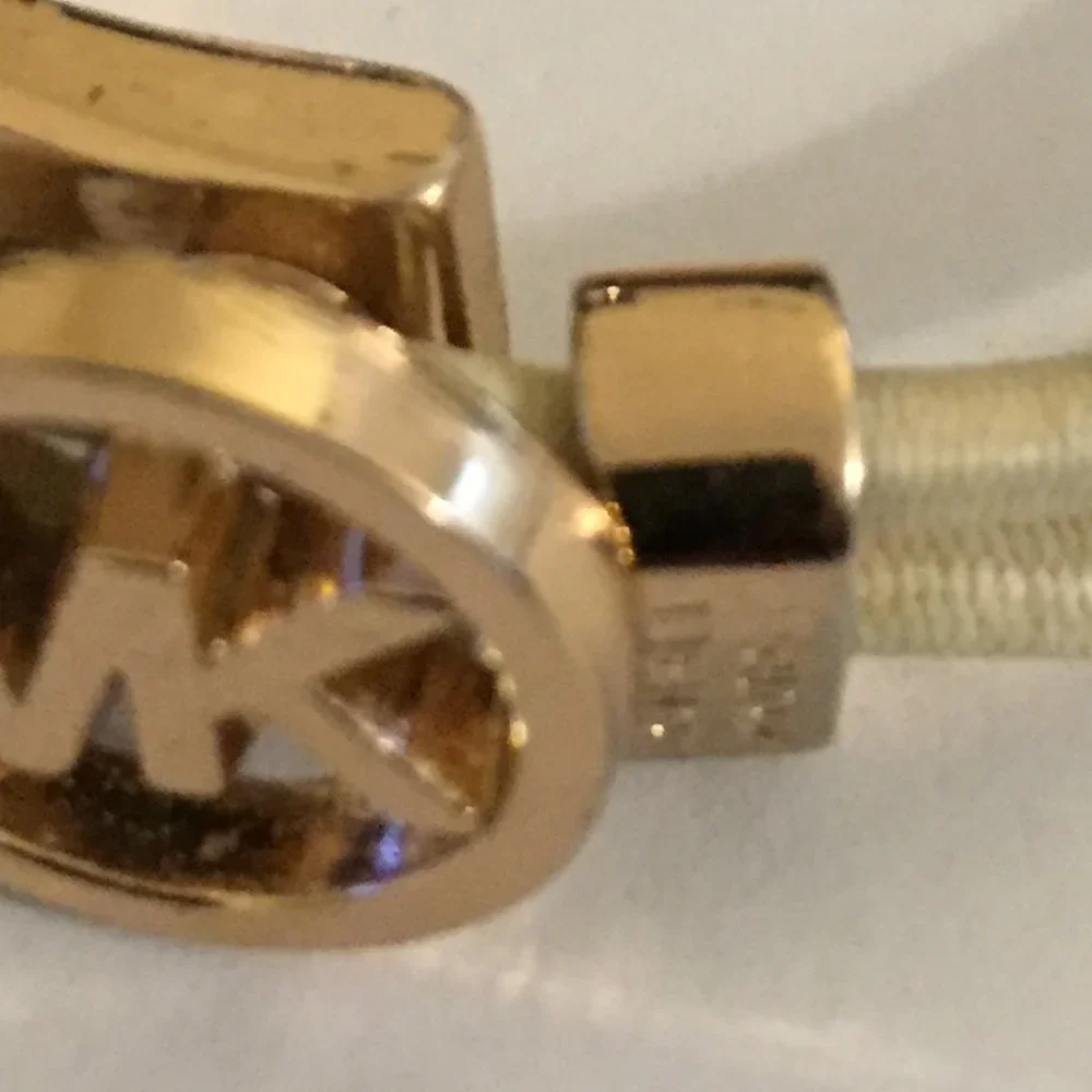 Michael Kors Stretch Bracelet with MK symbol. Gold tone and black cord. No blemi - Picture 3 of 3